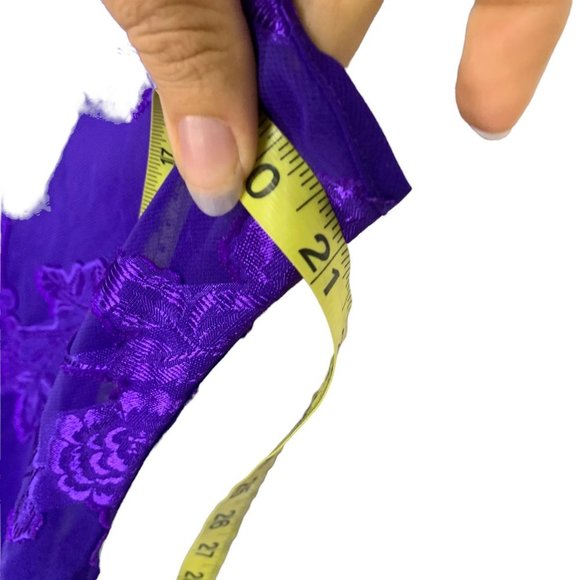 Vintage 90s Purple Sheer Floral Sleeveless Nightgown Medium - Picture 6 of 7